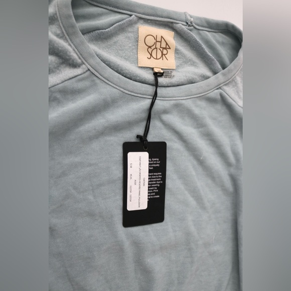 NWT- Chaser- Cozy Knit L/S Cropped Reverse Panel Pullover - Size Medium - Picture 2 of 4